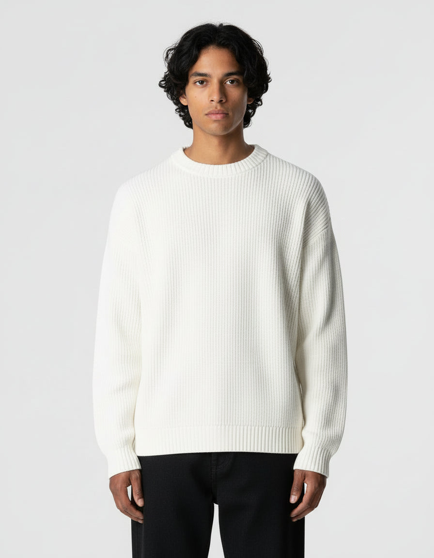 Tradon Knitted Cotton Sweater | Ecru