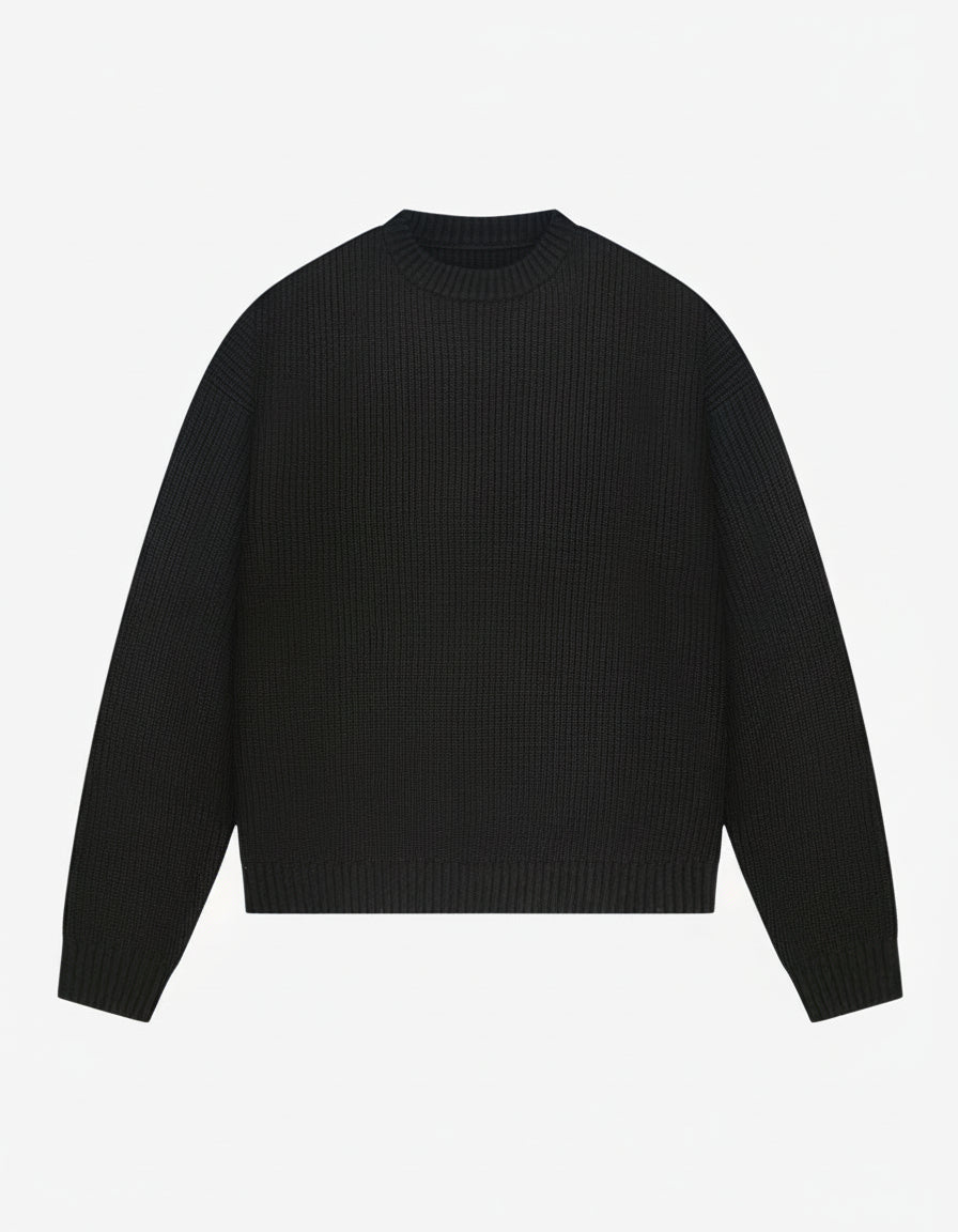 Tradon Knitted Cotton Sweater | Black