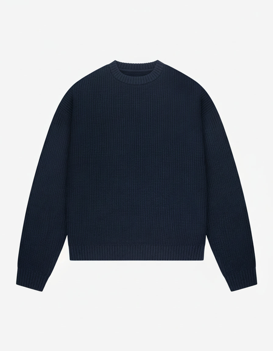 Tradon Knitted Cotton Sweater | Navy